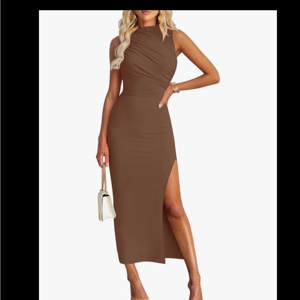 Amazon Brown Sheath Dress with Slit